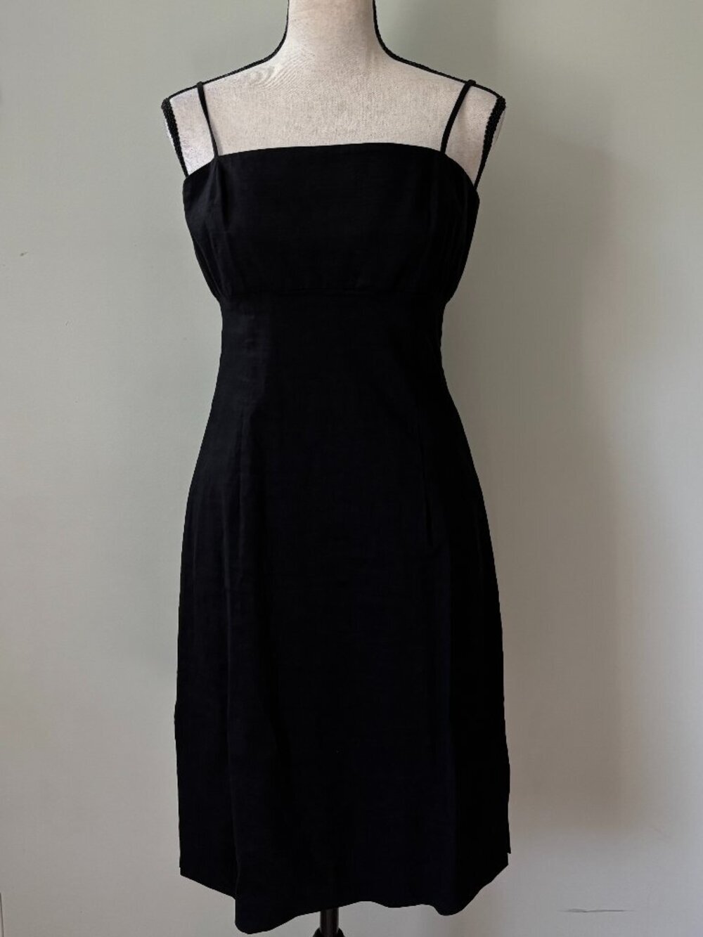 Theory Black Linen Blend Slip Dress Size 8 Like New